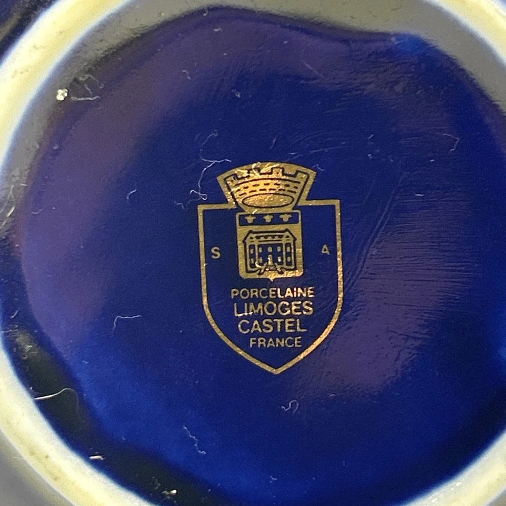 Vintage‎ Limoges France Cobalt Blue With Gold Accents Porcelain Miniature Plate